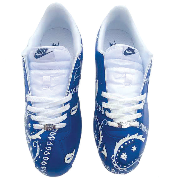 Navy Blue Bandana Custom Nike Cortez Shoes NNW Half  Sneakers men fashion, Cortez  shoes, Nike cortez shoes
