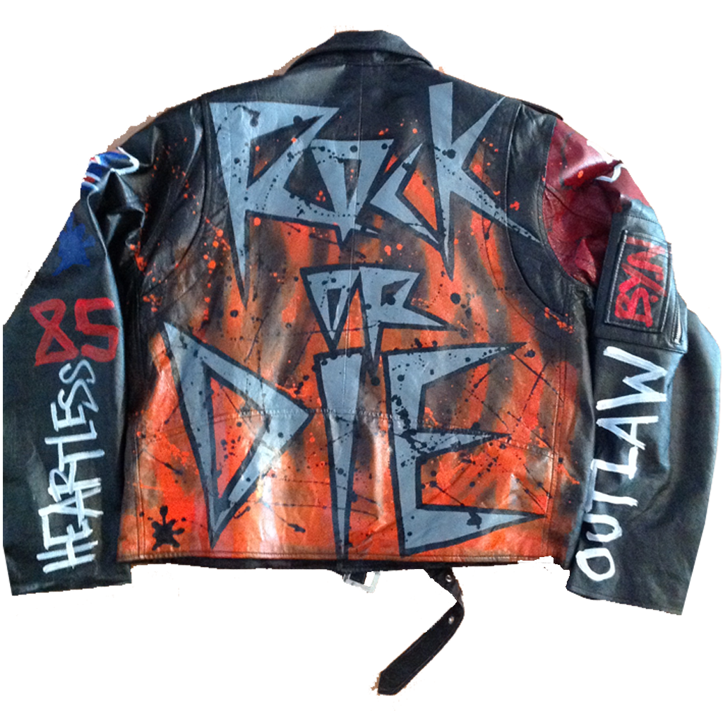 Custom Painted BYN Rock N Roll Leather Jacket - BYN Customs - 2