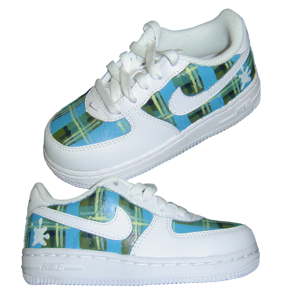 Custom Baby Plaid Air Force Ones - BYN Customs - 1