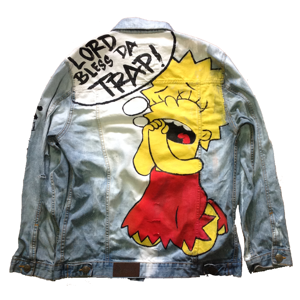 Custom "God Bless Da Trap" Jean Jacket