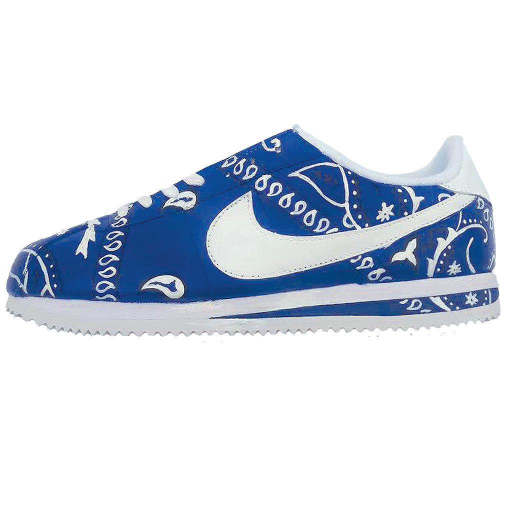 Navy Blue Bandana Custom Nike Cortez Shoes NNW Half  Sneakers men fashion, Cortez  shoes, Nike cortez shoes