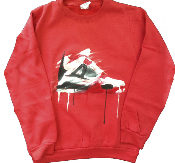 Custom White and Red Jordan 4 Crewneck Sweater - BYN Customs