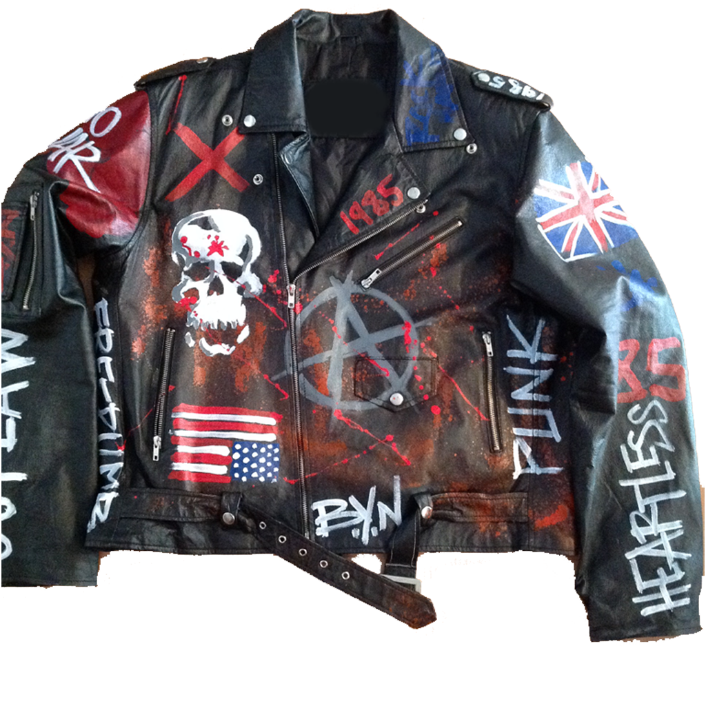 Custom Painted BYN Rock N Roll Leather Jacket – Mike Norice Art